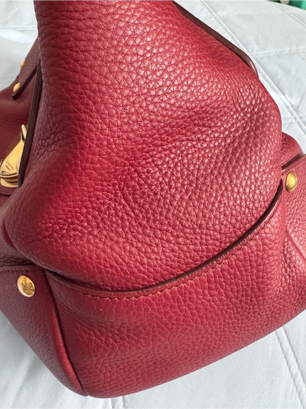 Prada Vitello Daino Hobo Bag BR4627 Rubino Red Gold Hardware - Authentic - Picture 10 of 11